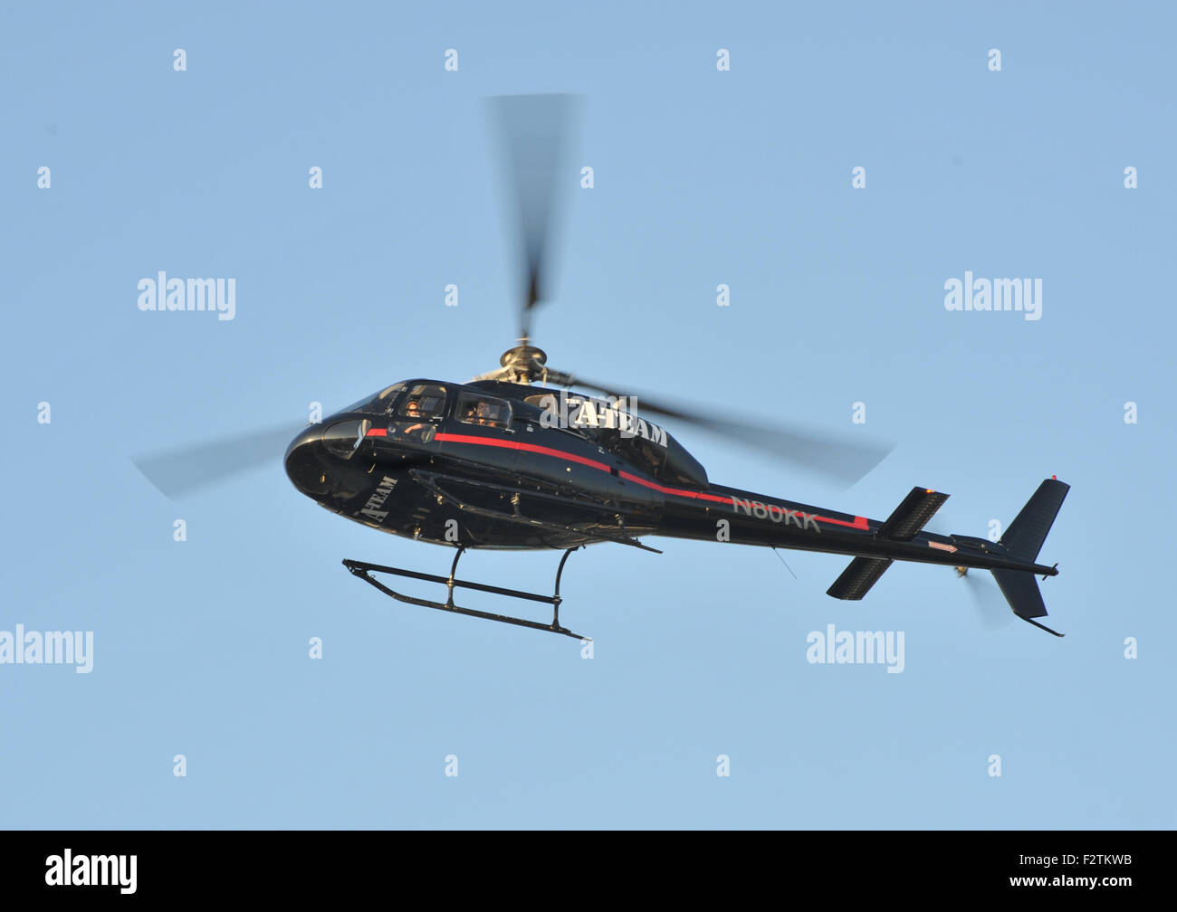 LOS ANGELES, CA - JUNE 3, 2010: A-Team helicopter at the Los Angeles premiere of 'The A-Team' at Grauman's Chinese Theatre, Hollywood. Stock Photo