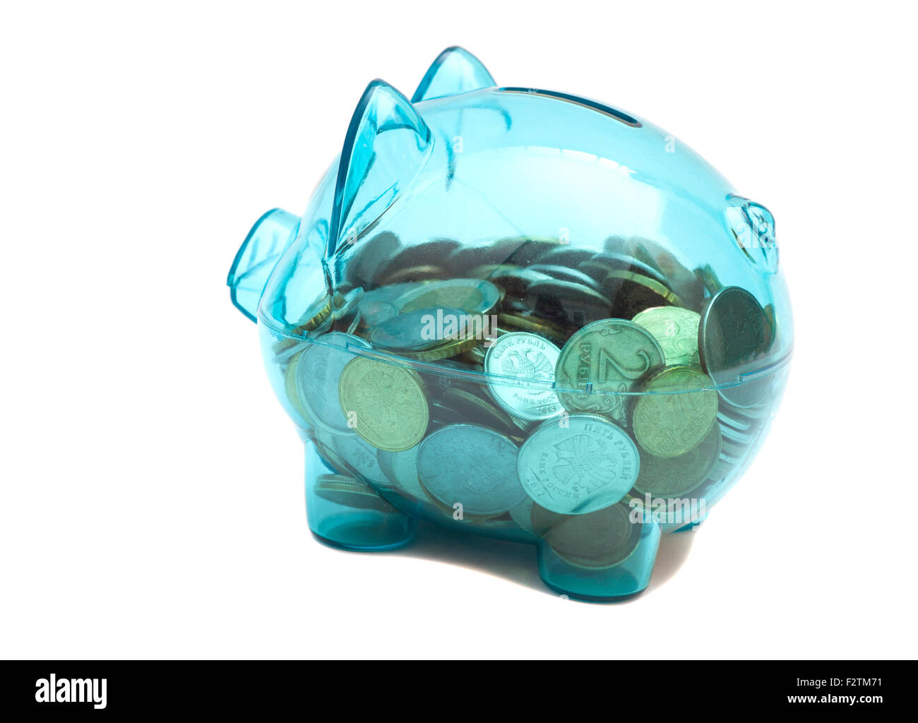 Savings in piggy bank isolated on white background Stock Photo - Alamy