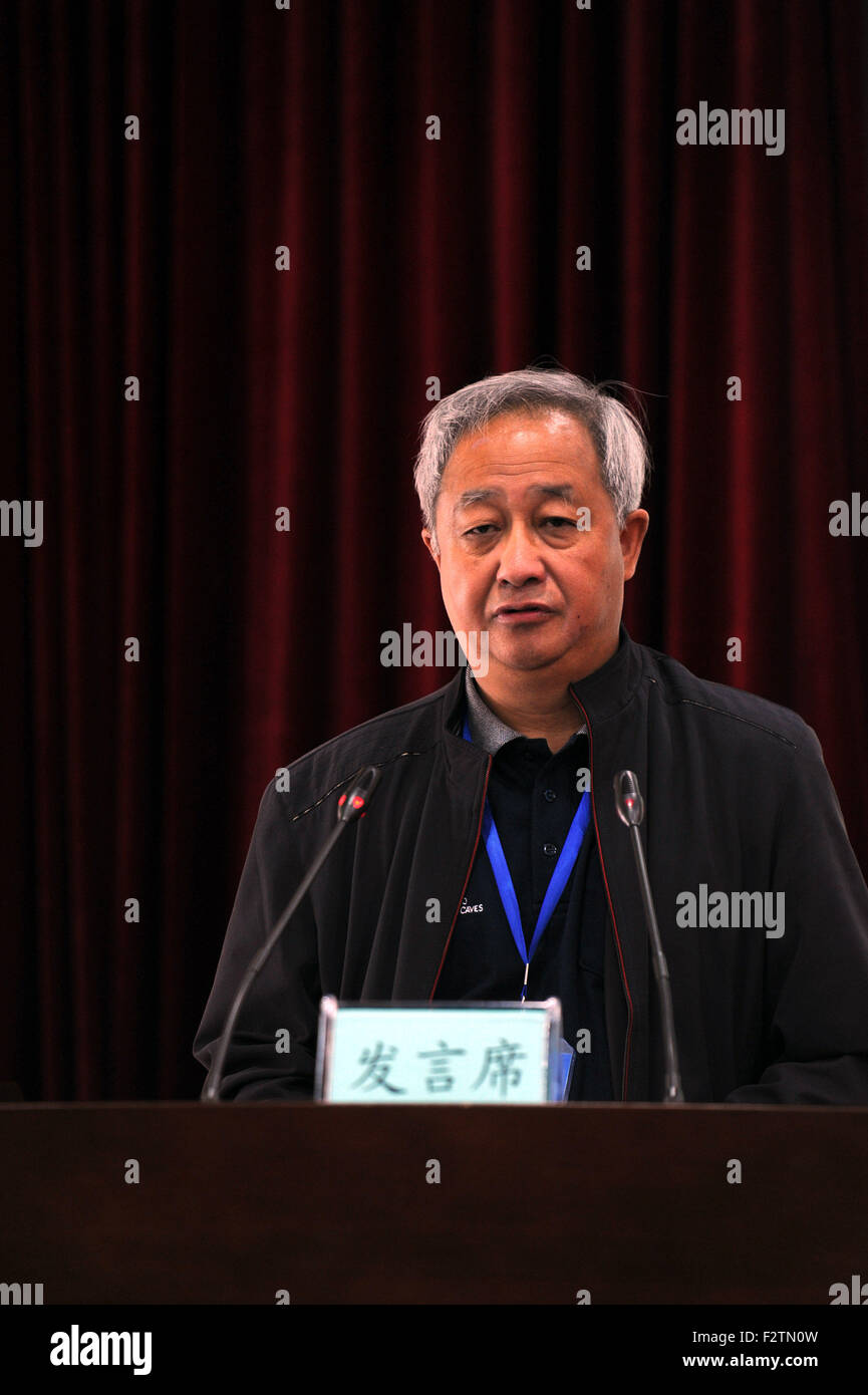 Harbin, China's Heilongjiang Province. 24th Sep, 2015. Li Zhiping, a professor of Harbin Medical University speaks at an international symposium on the war crime of Japanese Army Unit 731 in Harbin City, the seat of former headquarters of Unit 731, northeast China's Heilongjiang Province, Sept. 24, 2015. Unit 731 was a biological and chemical warfare research base established in 1935. At least 3,000 people died at the base between 1939 and 1945, mostly in experiments for the development of biological weapons. © Wang Song/Xinhua/Alamy Live News Stock Photo