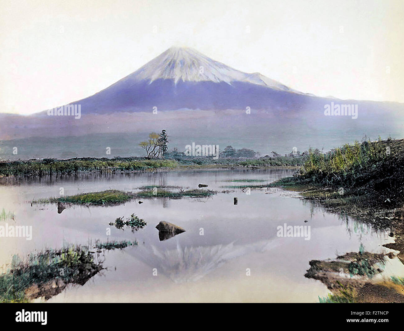 Volcano Fuji, Fujiyama, ca. 1870, Japan Stock Photo