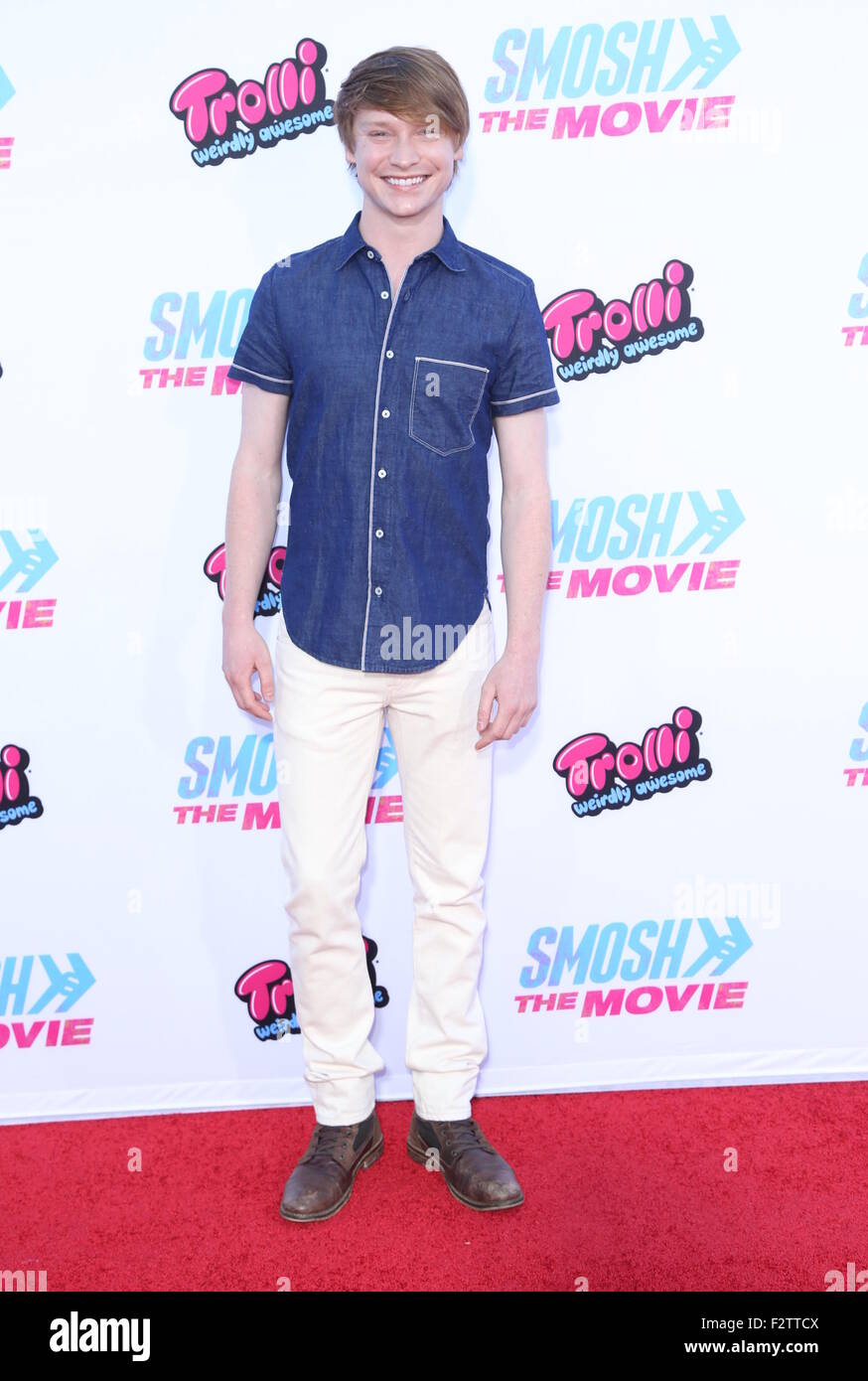 'Smosh: The Movie' premiere at Westwood Village Theater - Arrivals  Featuring: Calum Worthy Where: Los Angeles, California, United States When: 22 Jul 2015 Stock Photo
