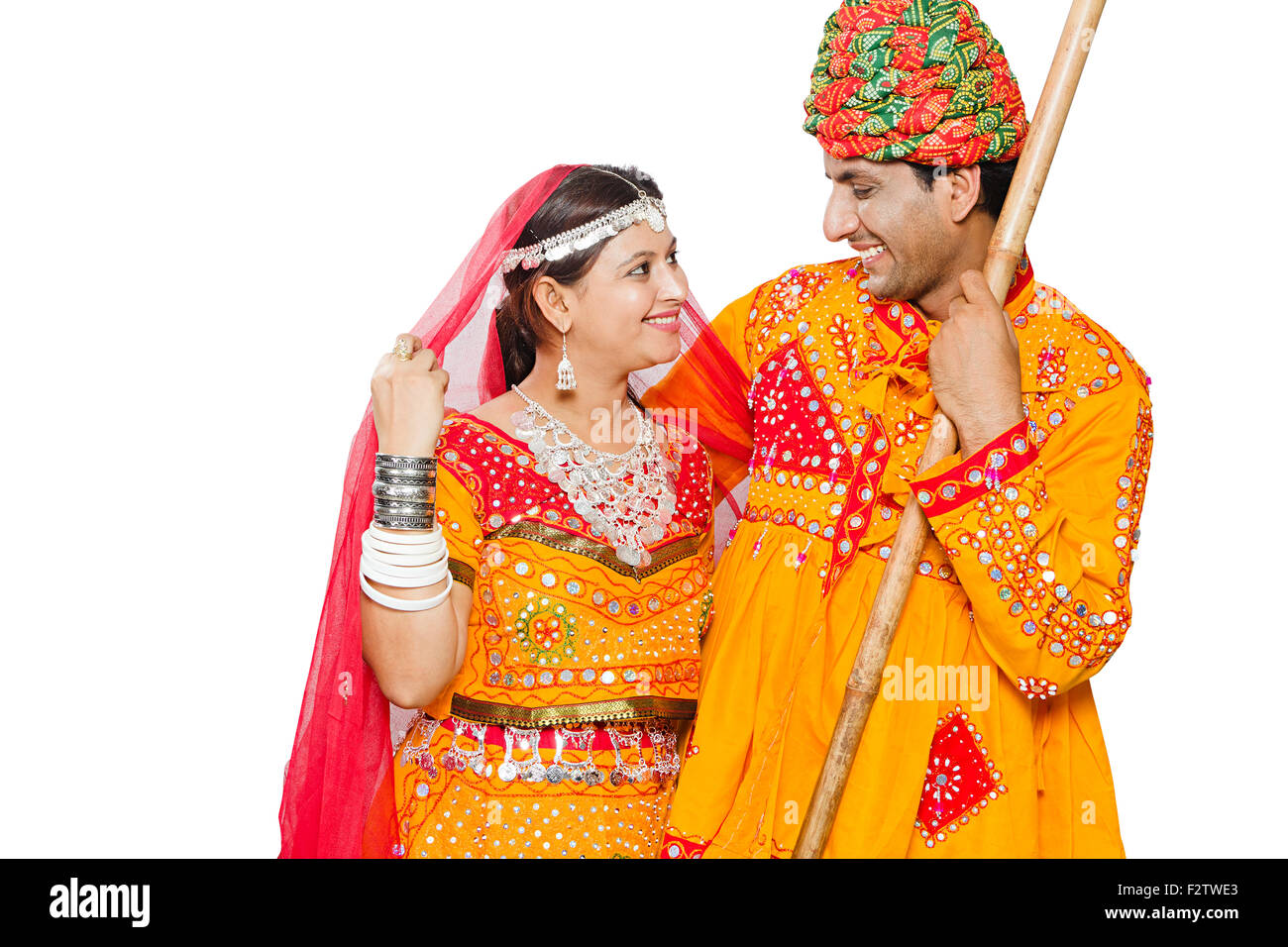 2 indian Rajasthani Villager Married Couple Romance Stock Photo