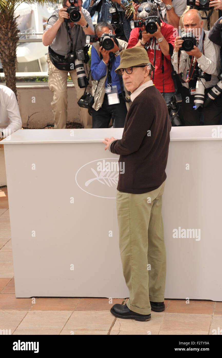 CANNES, FRANCE - MAY 15, 2010: Woody Allen at the photocall for his movie 'You Will Meet A Tall Dark Stranger' out of competition at the 63rd Festival de Cannes. Stock Photo