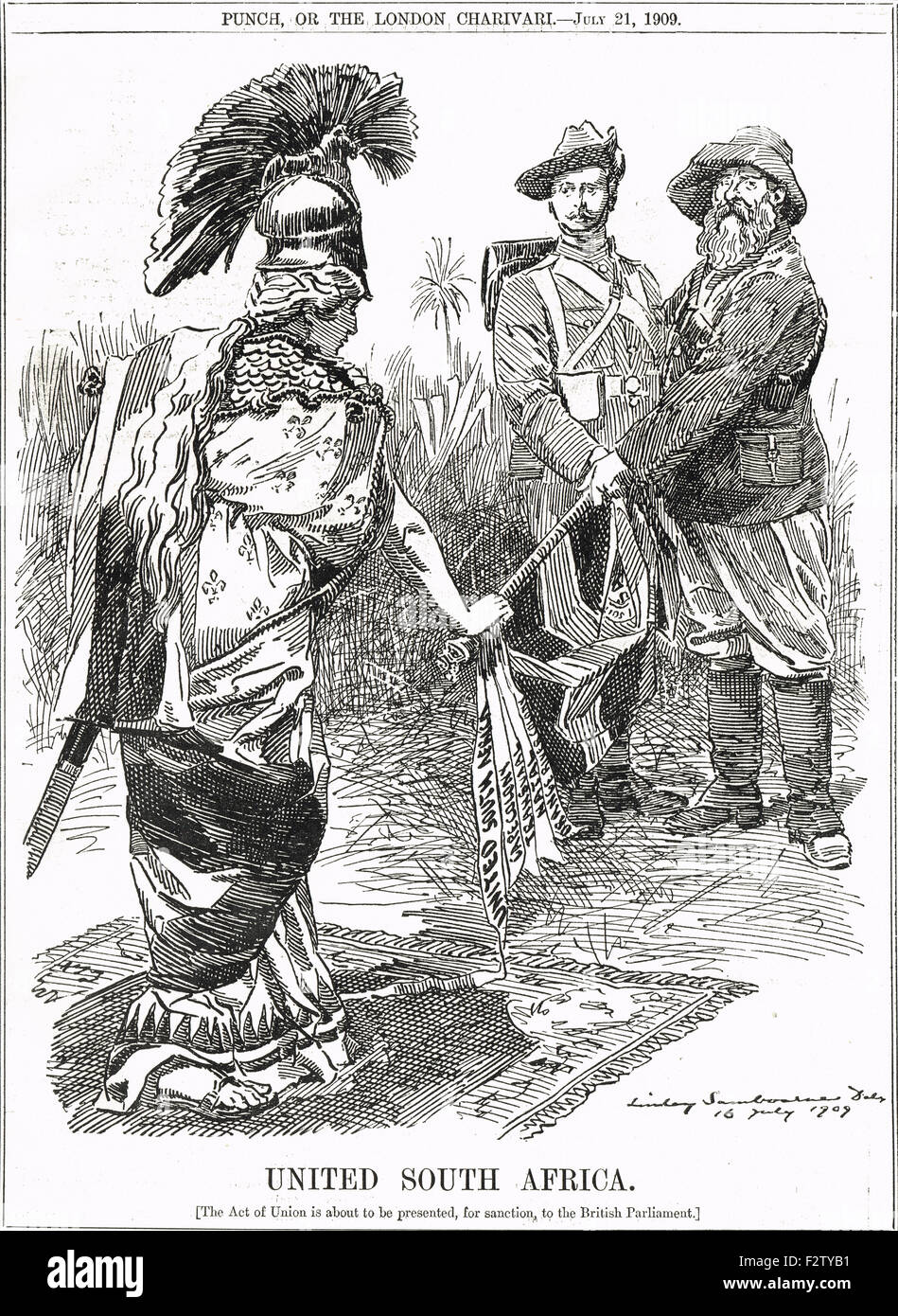 Punch cartoon United South Africa 1909 Stock Photo - Alamy