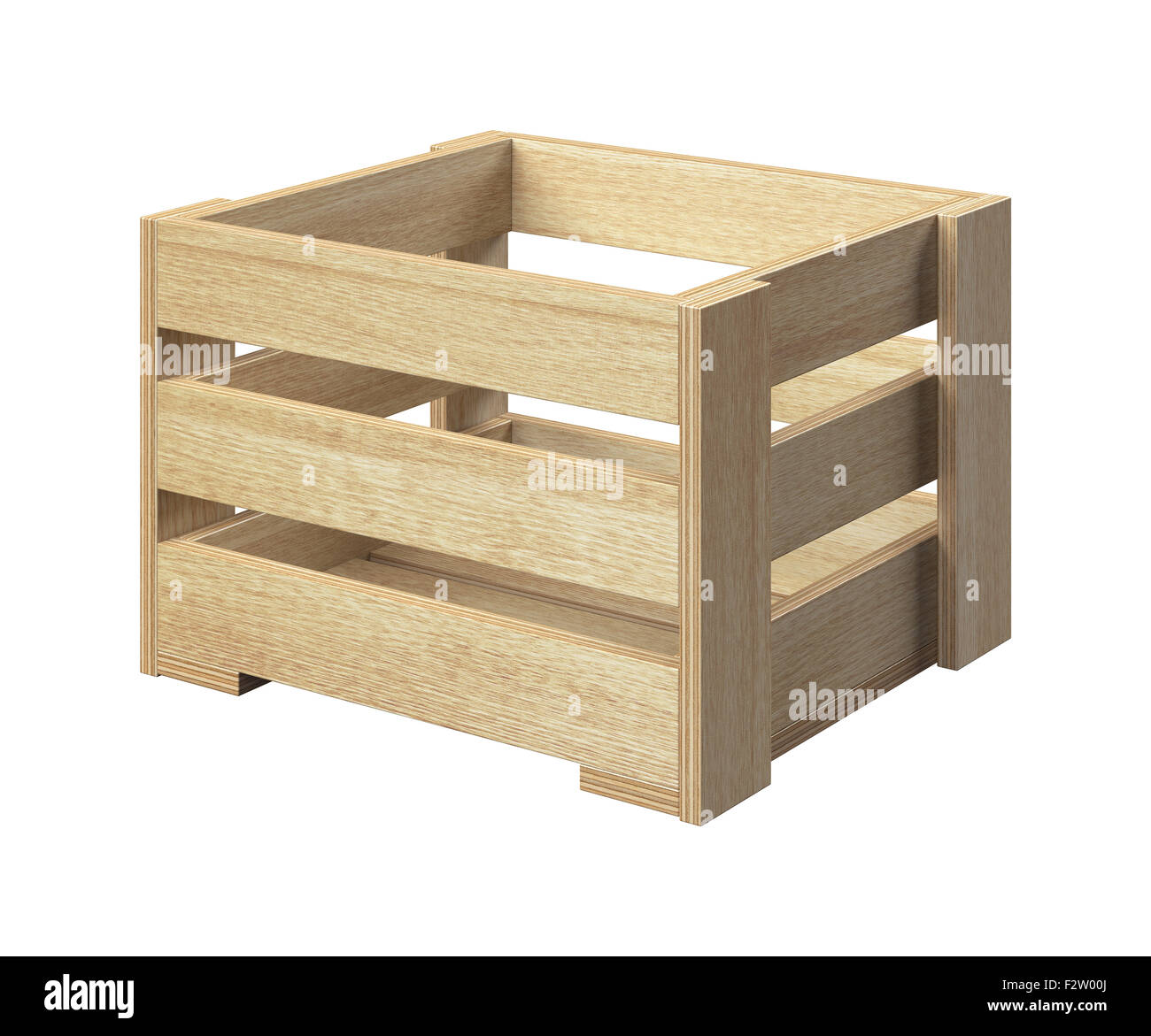 Empty wooden box made of plywood planks Stock Photo