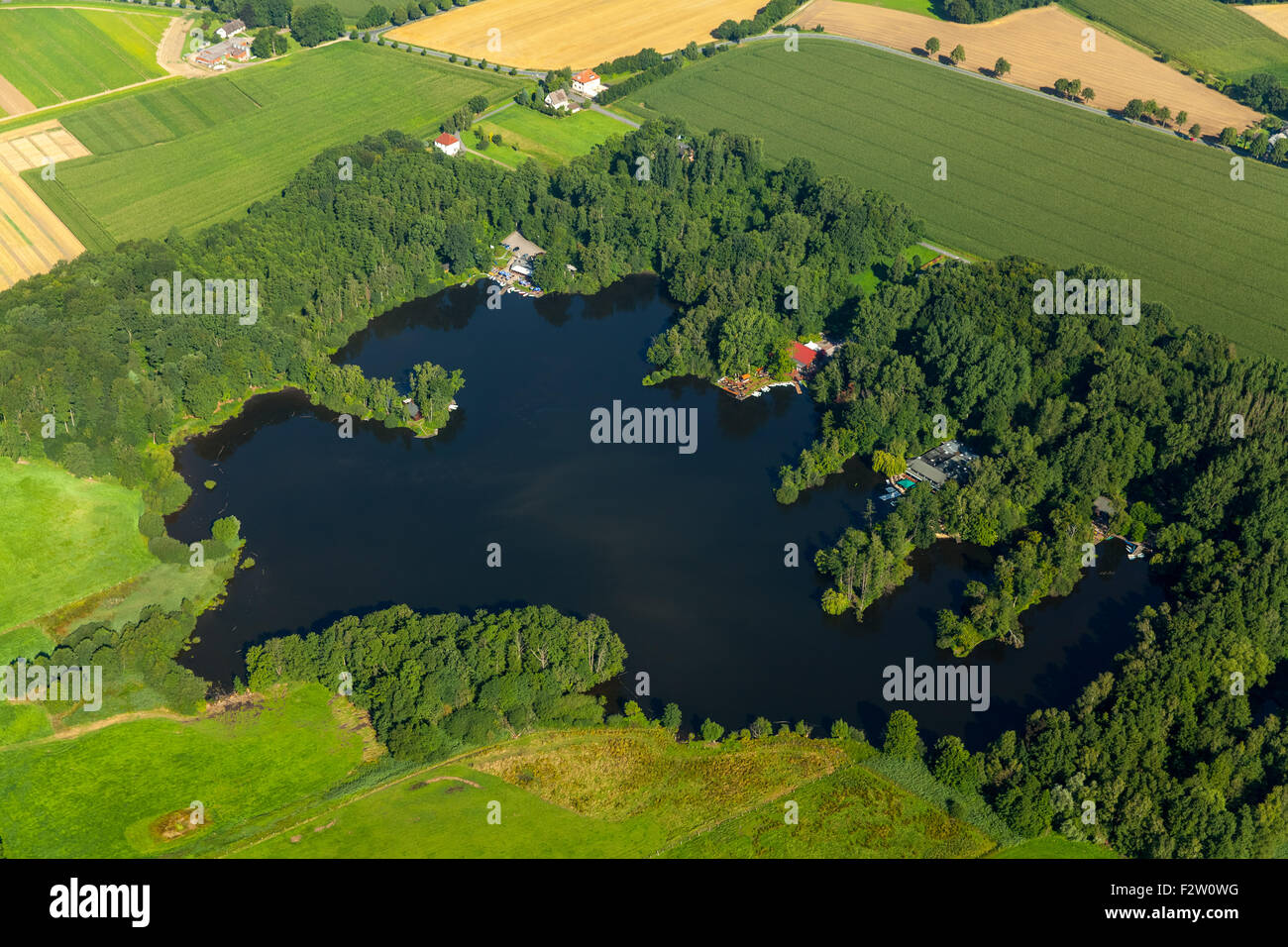 Hücker Moor lake, Spenge, North Rhine-Westphalia, Germany Stock Photo