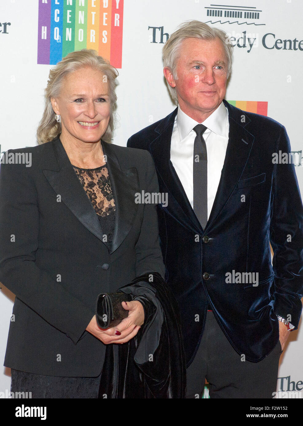 Glenn Close and husband David Shaw arrive for the formal Artist's Dinner honoring the recipients of the 2013 Kennedy Center Honors hosted by United States Secretary of State John F. Kerry at the U.S. Department of State in Washington, DC on Saturday, December 7, 2013. Credit: Ron Sachs/CNP Stock Photo