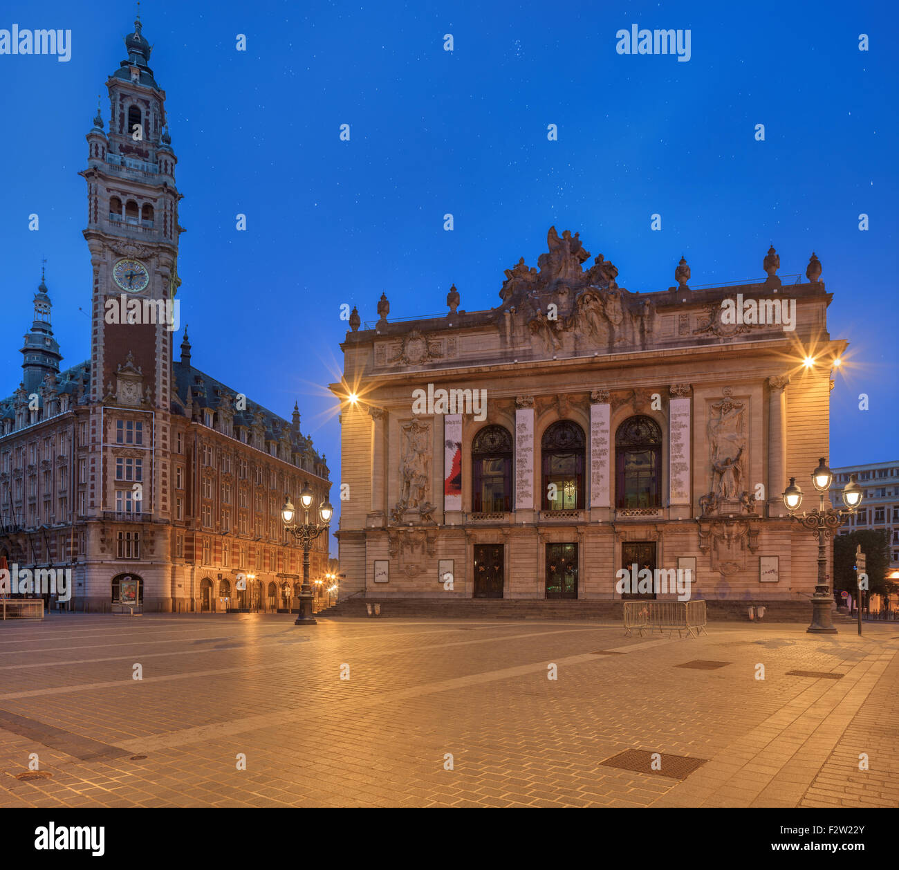 Belfry and Opera in Lille - France Stock Photo