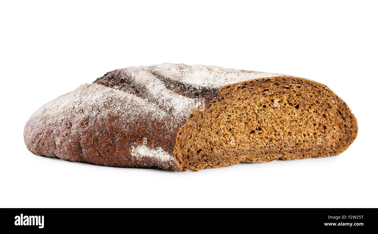 Piece of black rye bread isolated on white background Stock Photo - Alamy