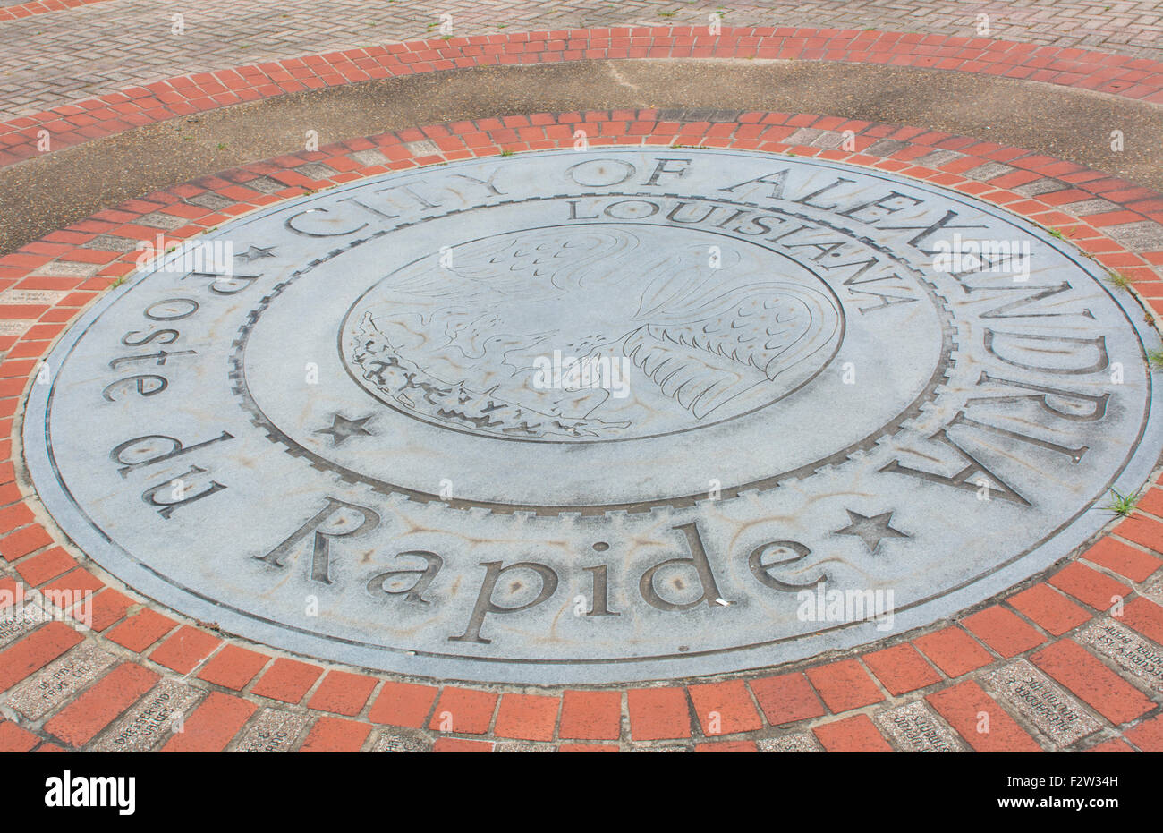 Alexandria Louisiana town logo on sidewalk downtown Stock Photo Alamy