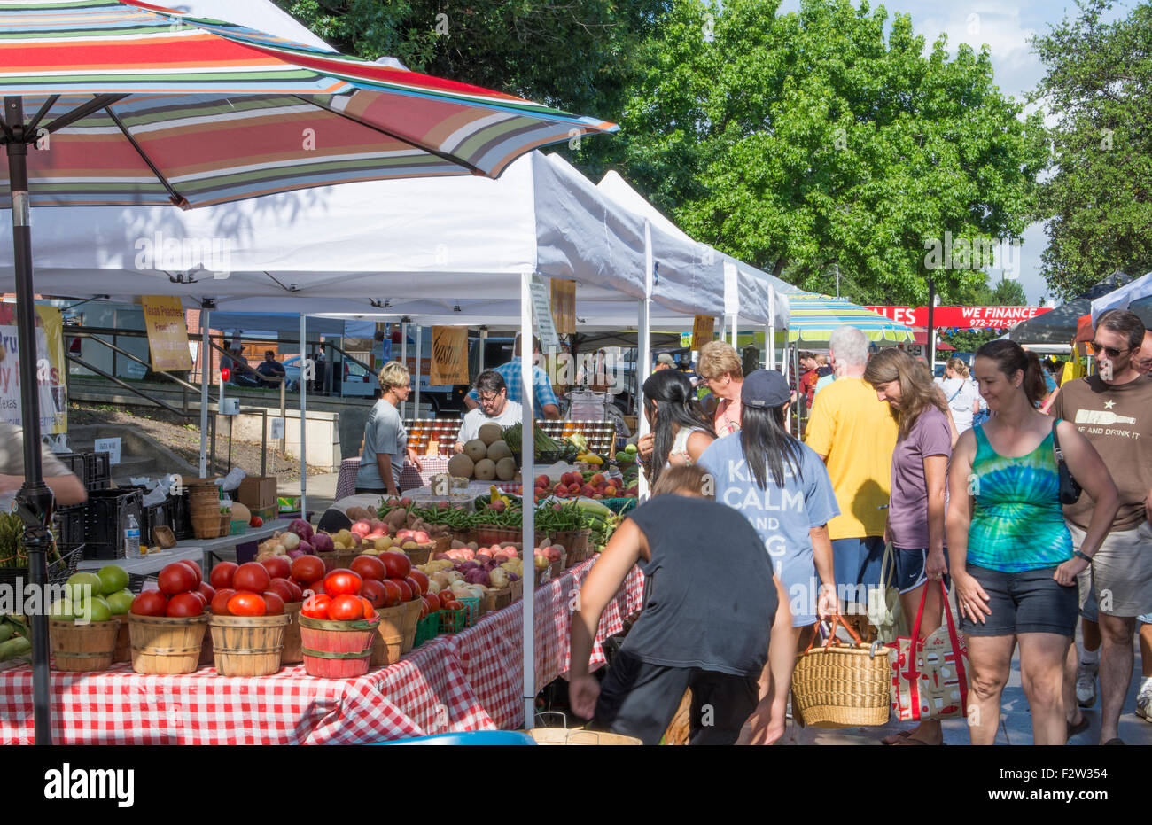 Rockwall Texas downtown Farmers Market selling vegetables to locals