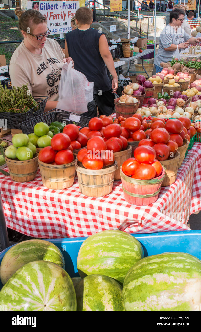 Rockwall Texas downtown Farmers Market selling vegetables to locals