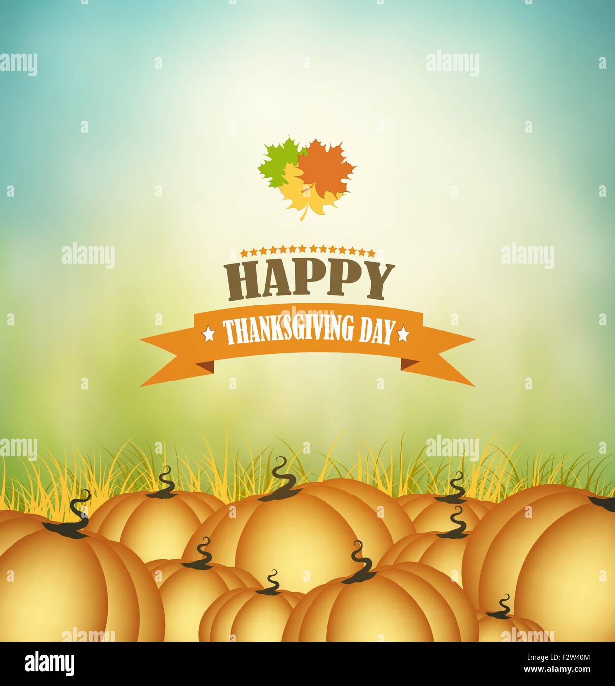 Thanksgiving Day Background With Pumpkins And Title Inscription Stock ...