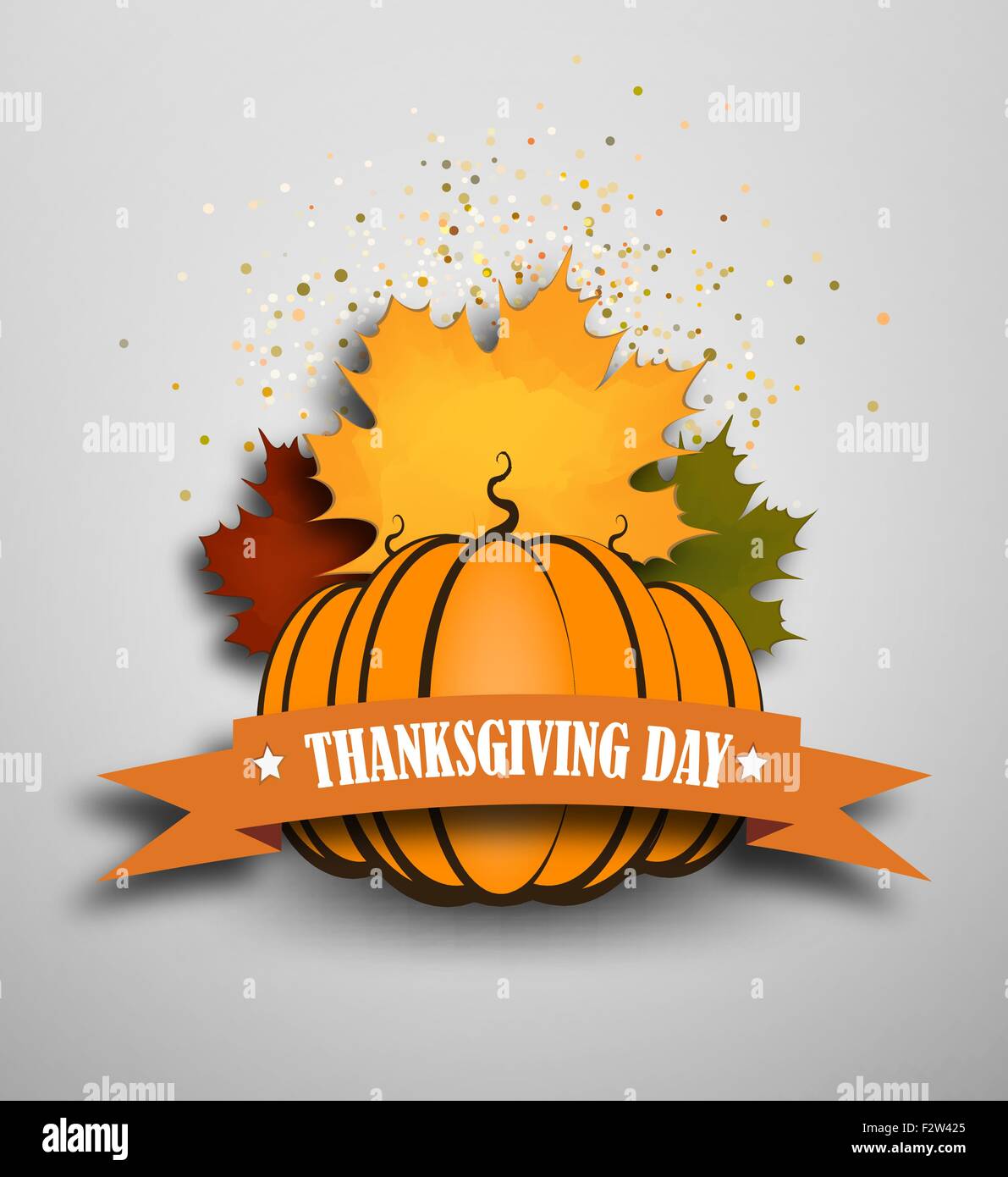 Thanksgiving Day Background With Pumpkins, Maple Leafs And Title ...