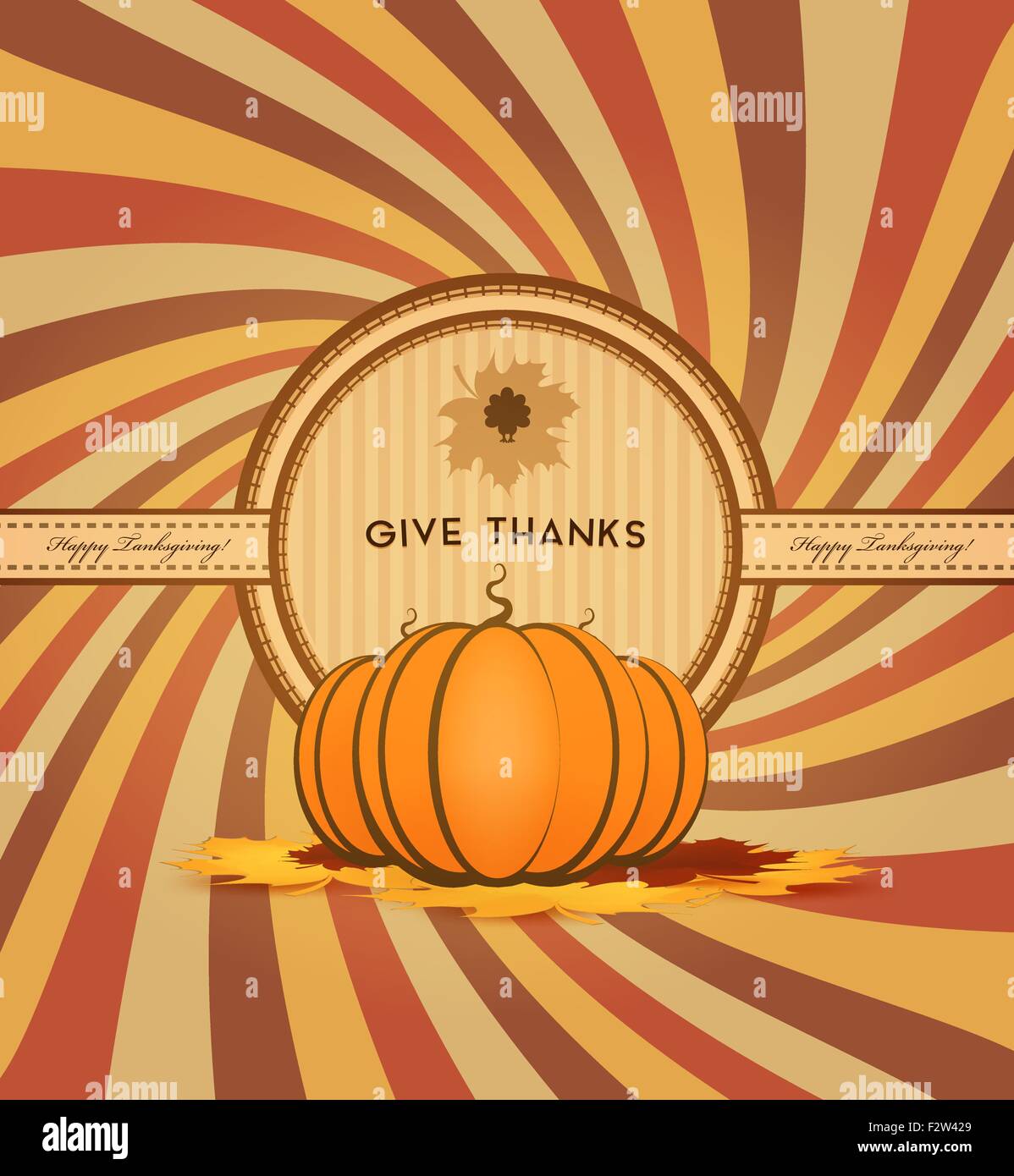 Thanksgiving Day Background With Pumpkins, Maple Leafs And Title ...