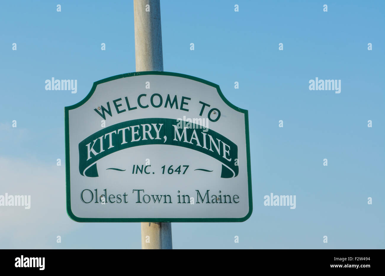 Kittery Maine sign of old town settled in 1647 oldest town in