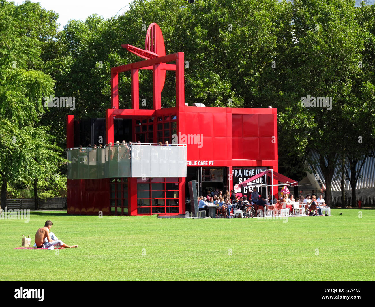 The Folie restaurant,Parc de la Villette,Cite des sciences et de l'industrie,city of sciences and industry,Paris,France Stock Photo