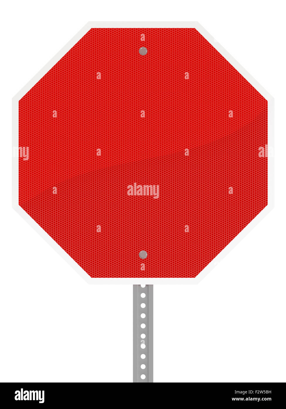 Glossy red hexagon stop sign isolated on a white background. Stock Photo