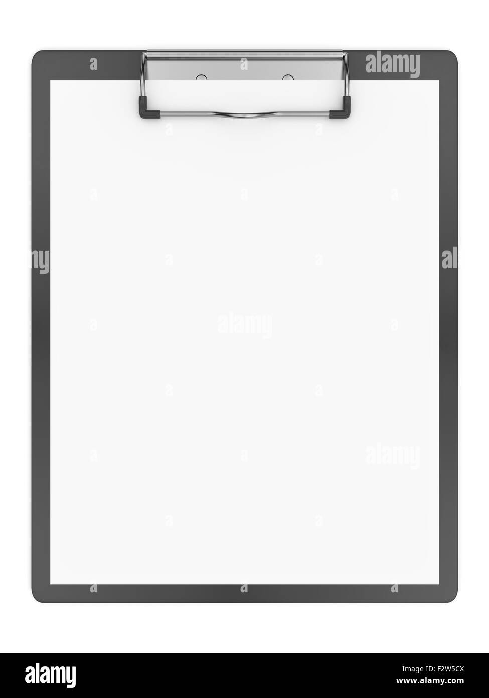 Blank clipboard and paper isolated on a white background. Stock Photo