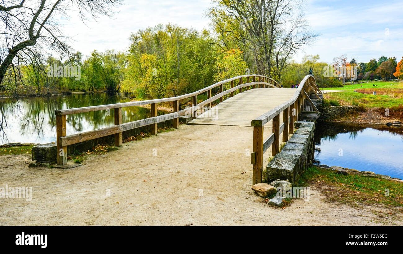 Historic Old North Bridge - Concord, Massachusetts, USA Stock Photo