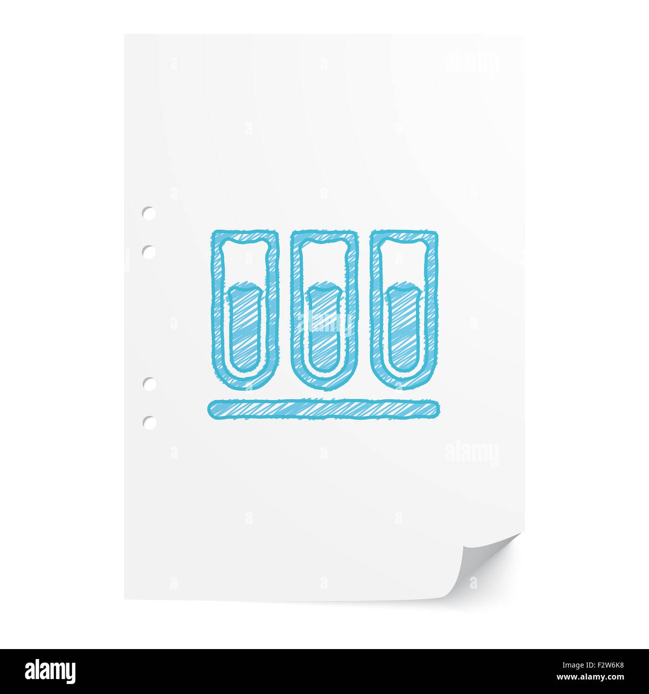 Blue handdrawn Test Tube illustration on white paper sheet with copy space Stock Photo