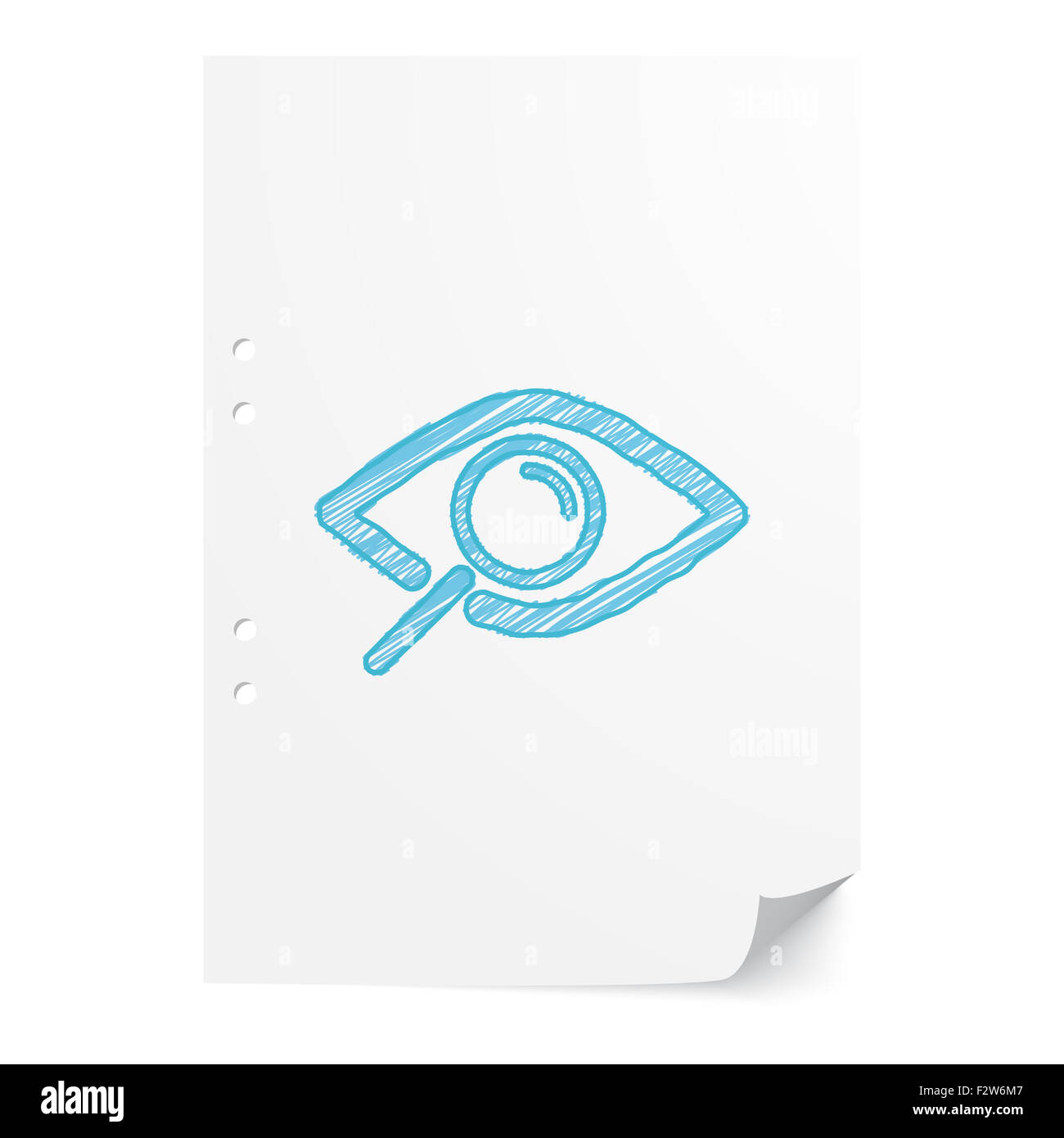 Paper Vector Observation Blue handdrawn Observation illustration on white paper sheet with copy ...