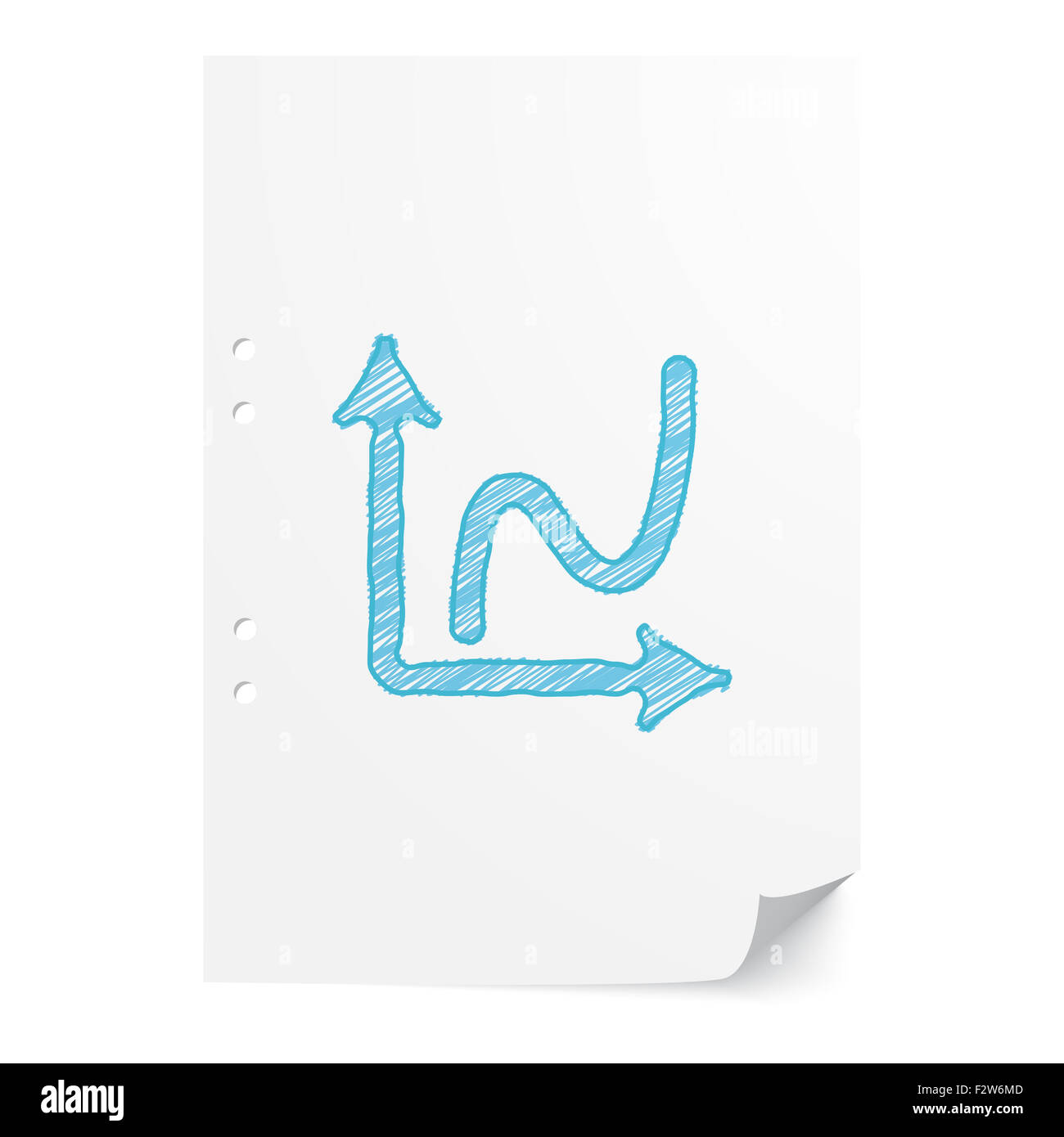 Blue handdrawn Graph illustration on white paper sheet with copy space Stock Photo