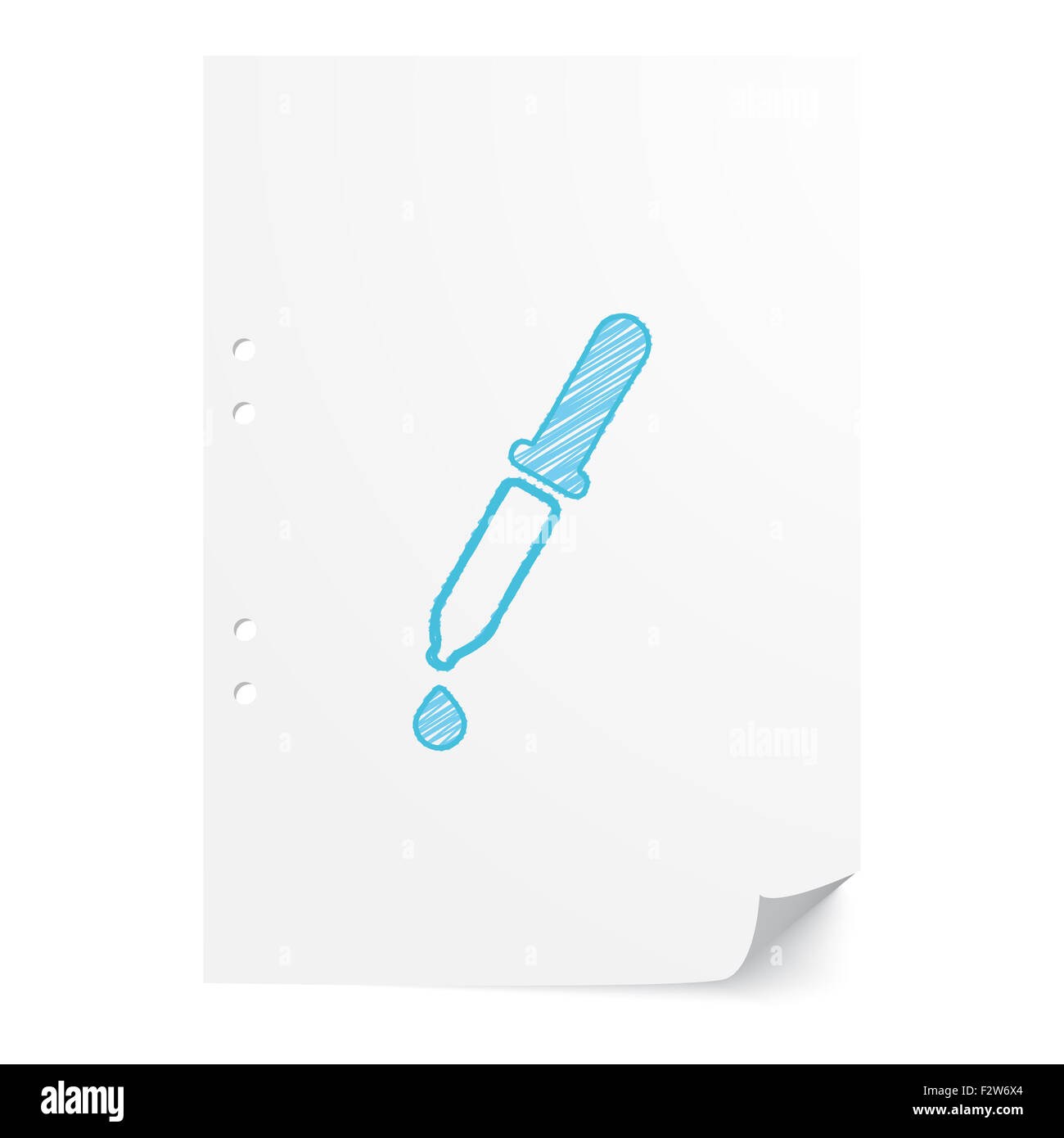 Blue handdrawn Pipette illustration on white paper sheet with copy space Stock Photo