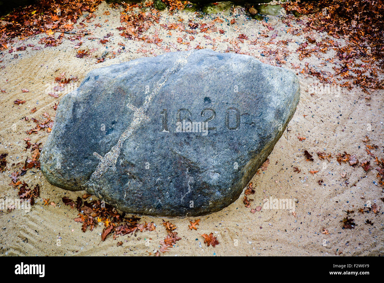 Historic Plymouth Rock - Plymouth, Massachusetts, USA Stock Photo