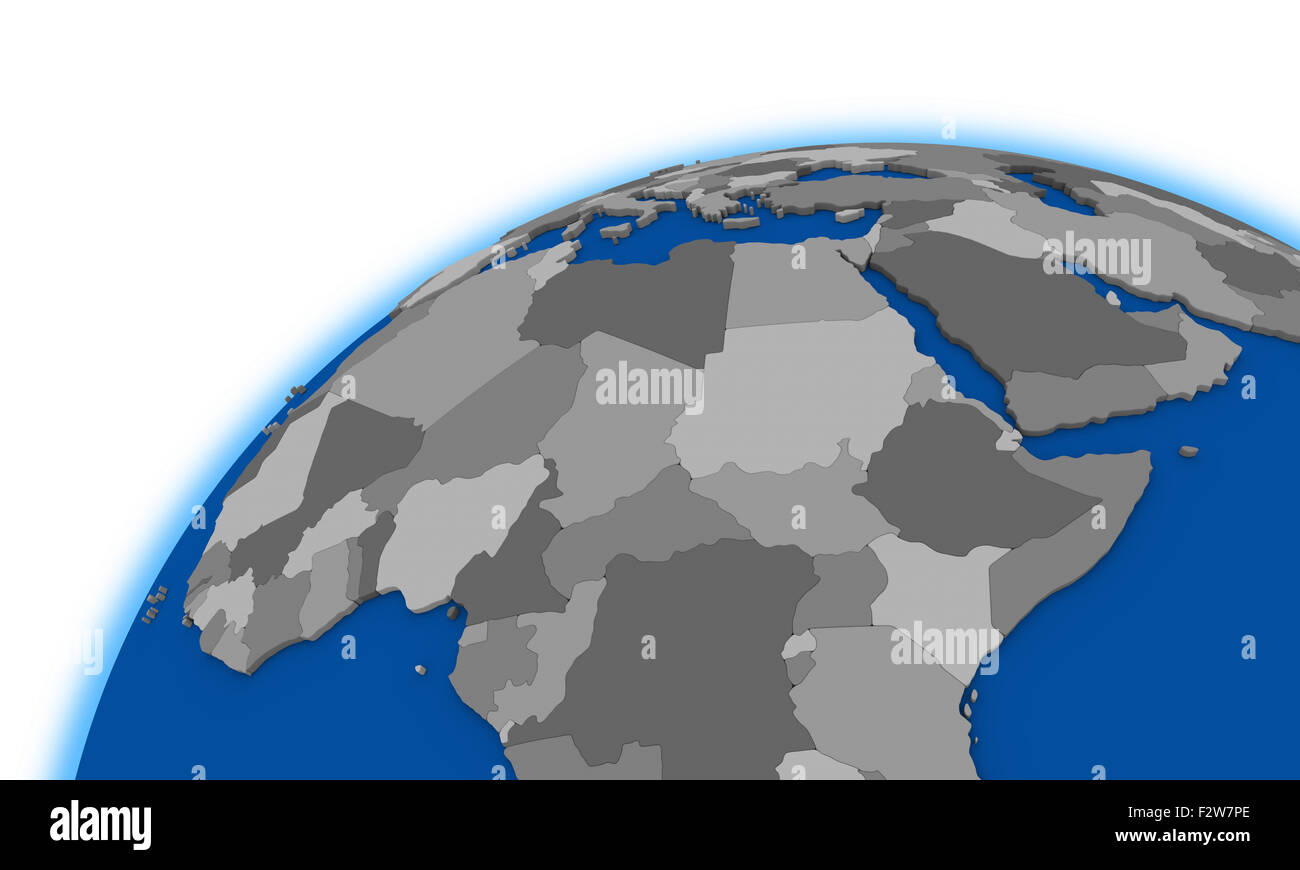 central Africa on globe, political map Stock Photo