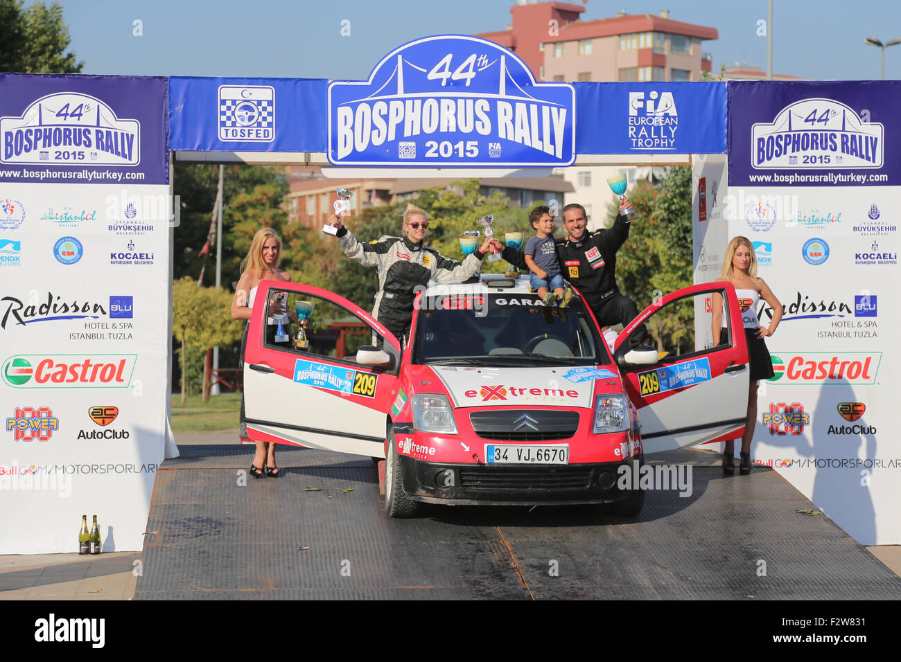 lptekin Isikalp Citroen C2 GT Podium Ceremony Bosphorus Rally 2015 Stock Photo
