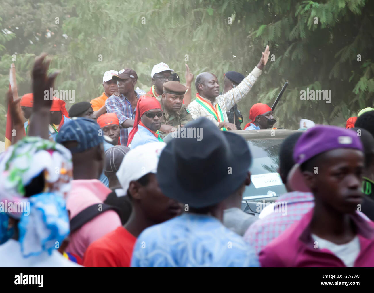 José Mário Vaz, aka Jomav, current president of Guinea-Bissau, arriving at a campaign rally in the 2014 elections Stock Photo