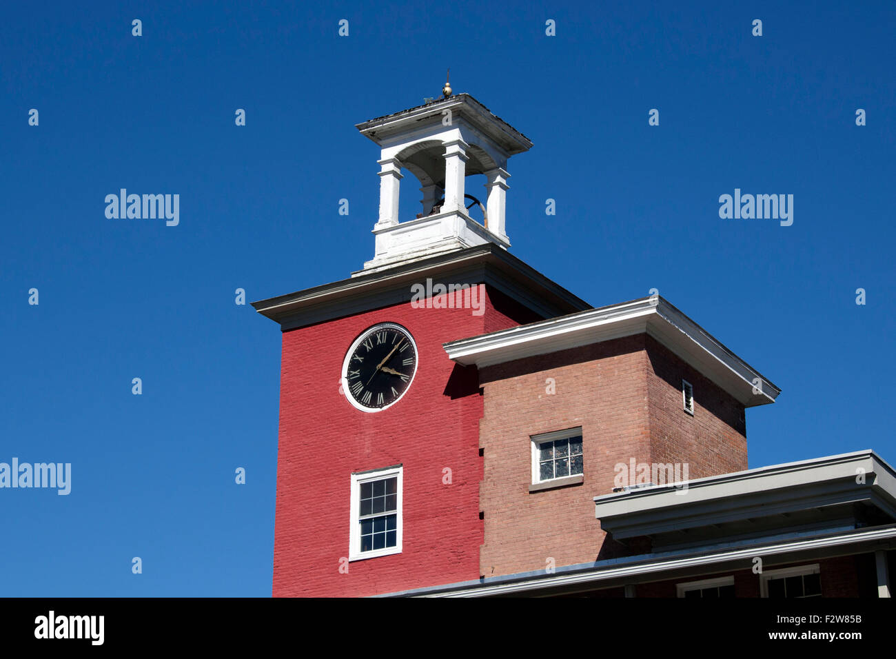 Old mill clock tower in Vermont USA US America. Stock Photo