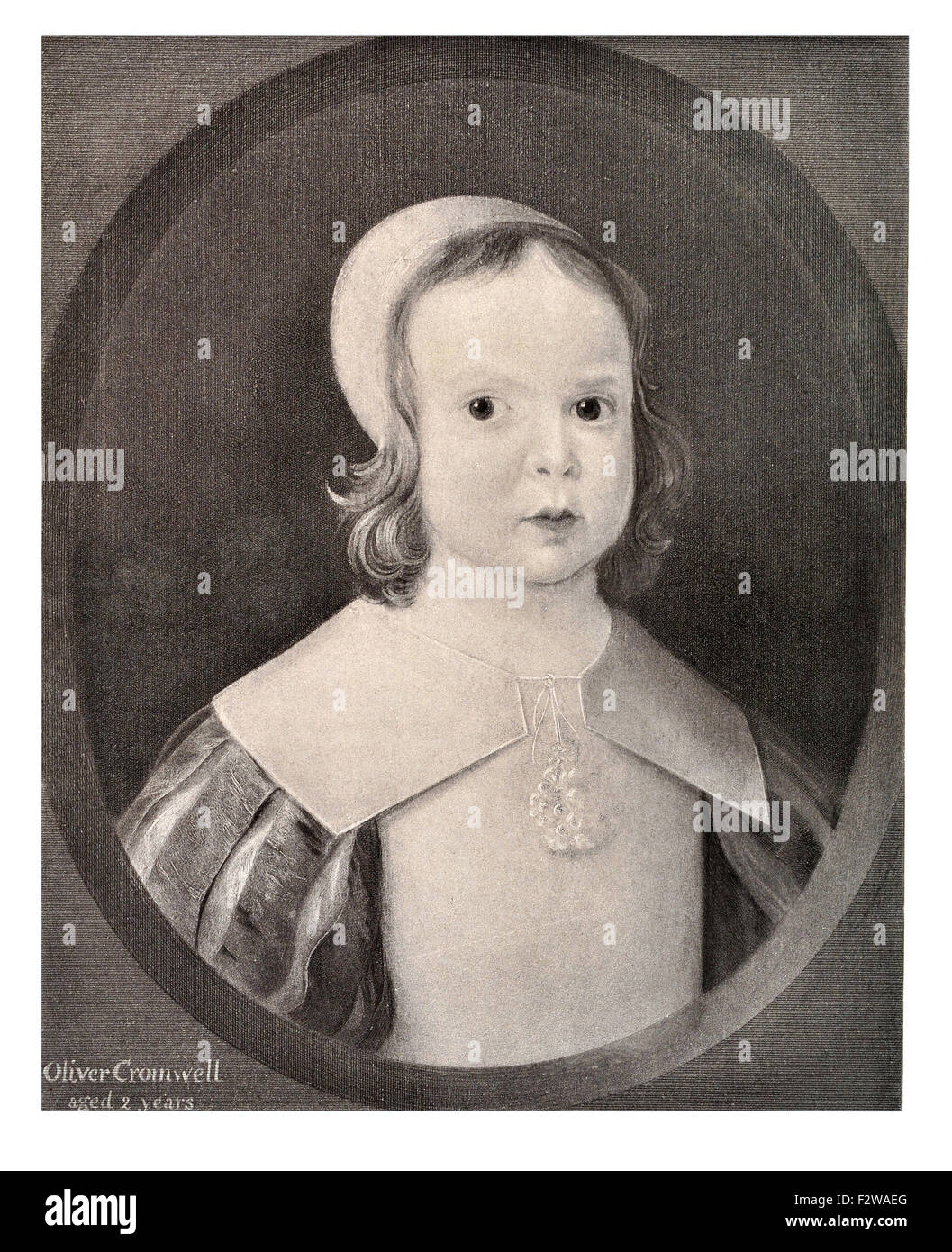 Oliver Cromwell two 2 years child baby infant English military political leader Lord Protector Commonwealth England Scotland Ireland puritan civil war Stock Photo