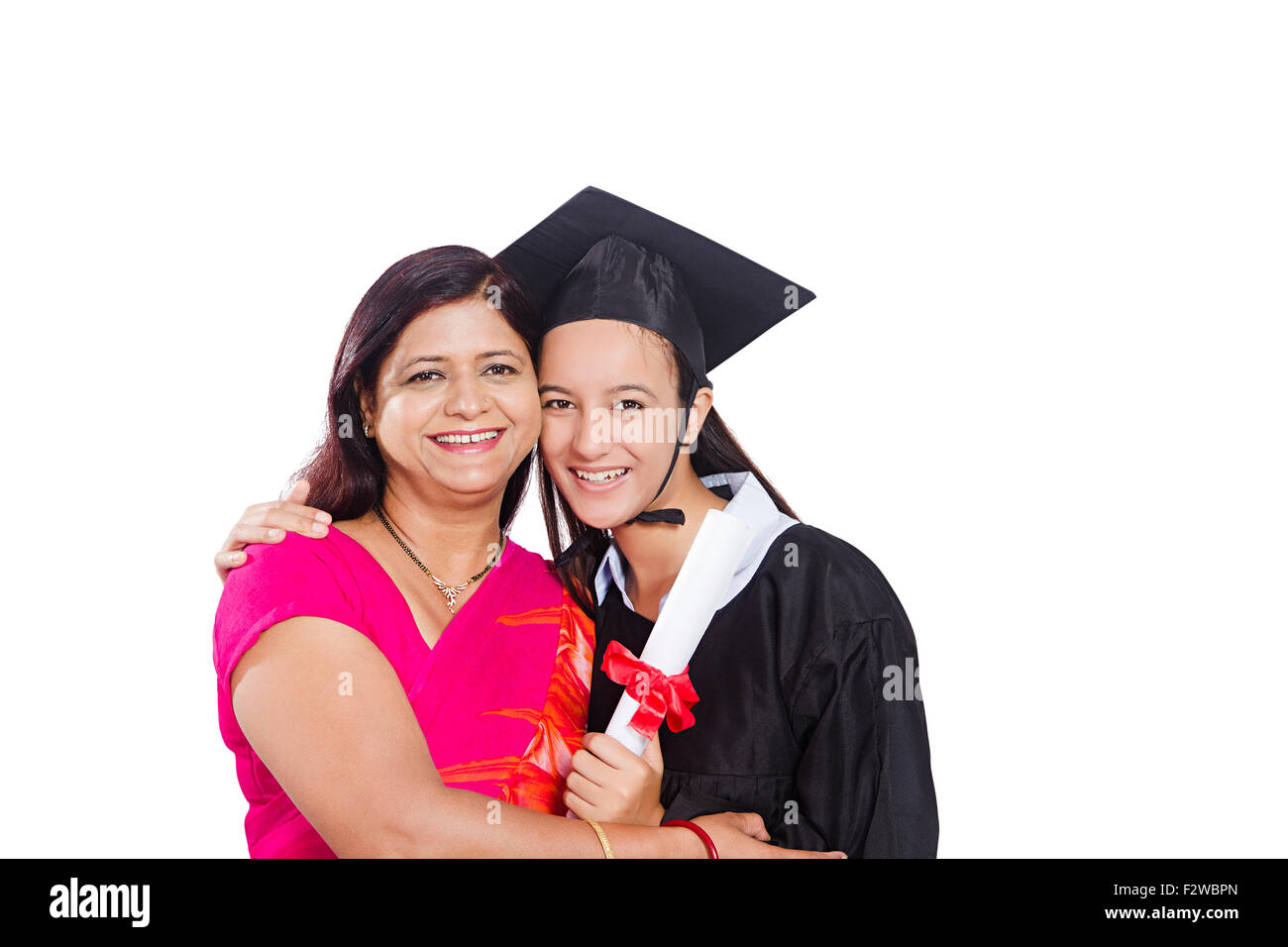 2 indian mother and young daughter student Lawyer Celebration Stock
