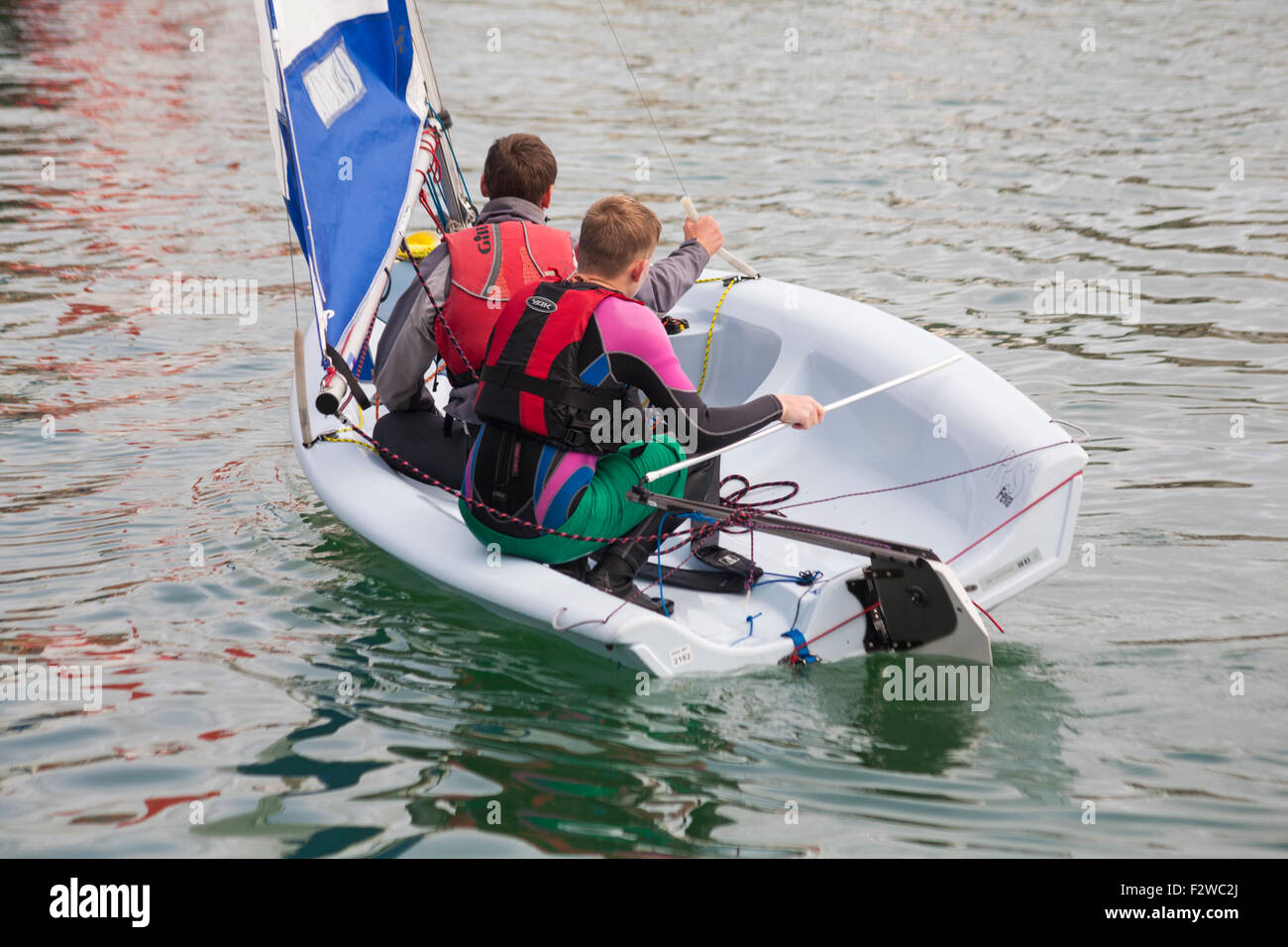 Sailing dinghy demonstration by Weymouth Sailing Club in Weymouth