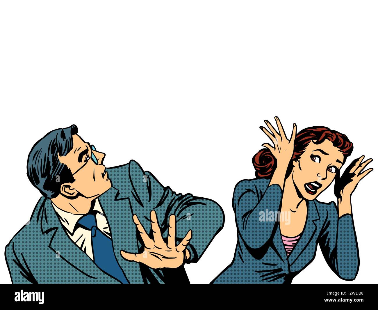 Man and woman running away fear of panic Stock Vector