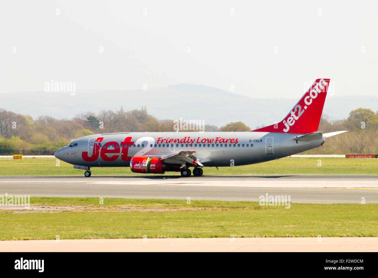 Jet2 Boeing 737330 taxiing on Manchester Airport runway after landing