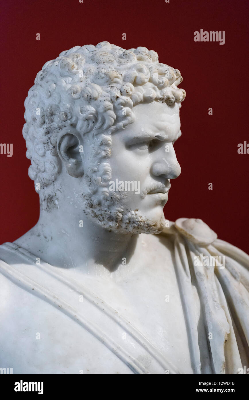 Berlin. Germany. Portrait of Roman Emperor Caracalla , 212-217 AD from Rome, Italy. Altes Museum. Stock Photo