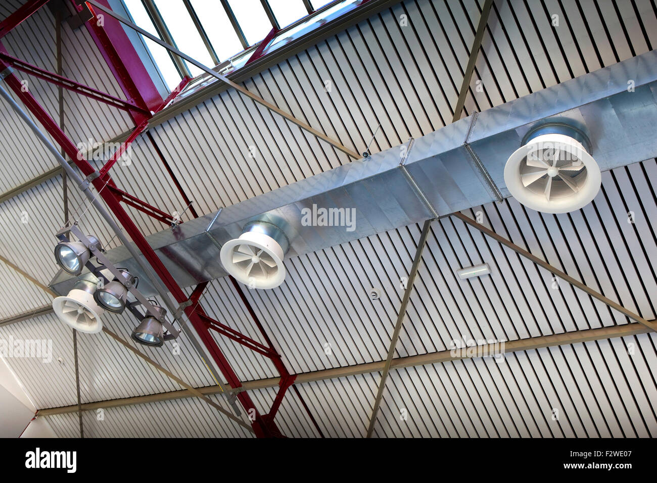 Ventilation and lighting on the ceiling of a modern building Stock
