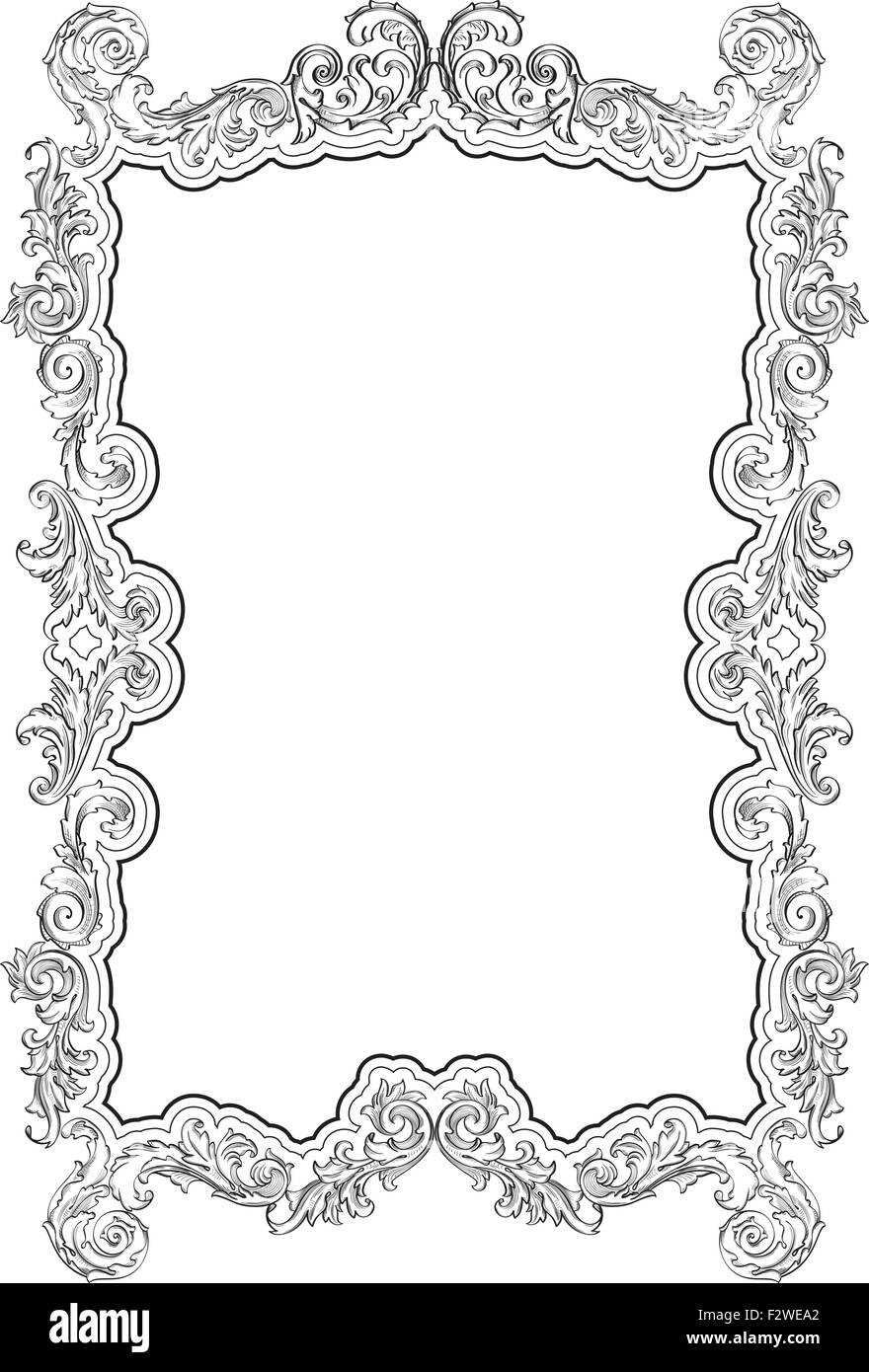 Baroque retro ornate page is isolated on white Stock Vector Image & Art ...