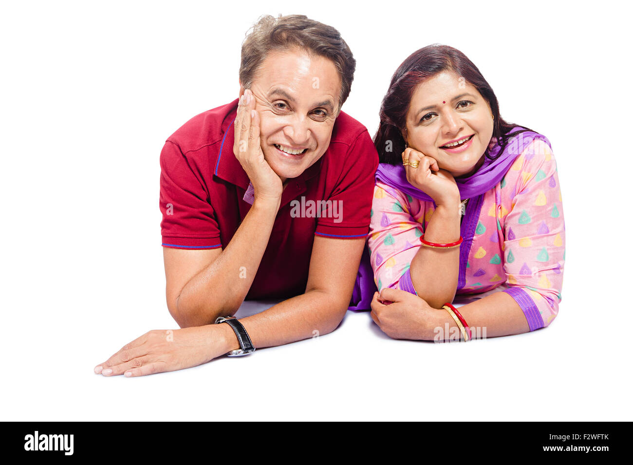 2 indian Married Couple Queues Lying Down Stock Photo