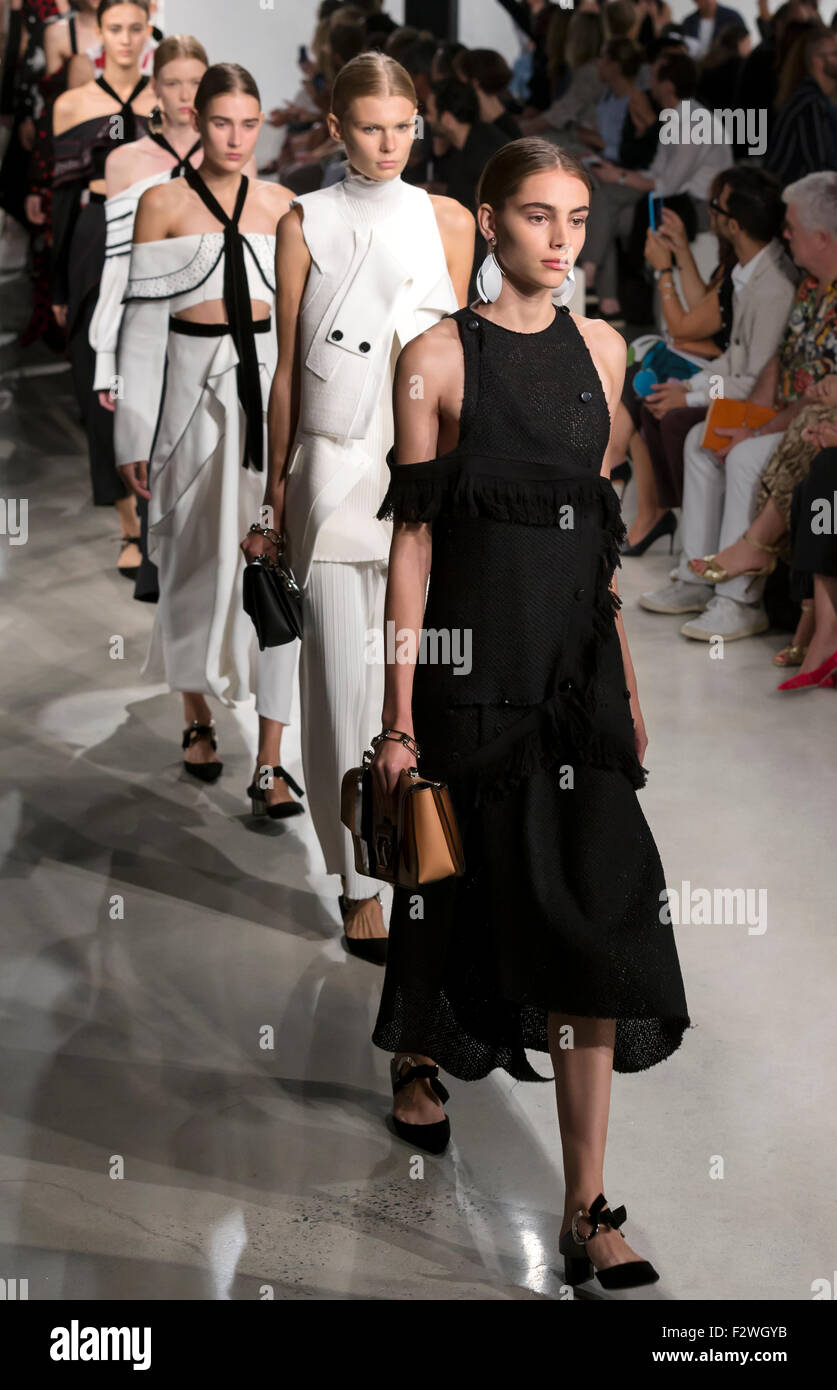 New York, NY - September 16, 2015: Romy Schonberger walks the runway at