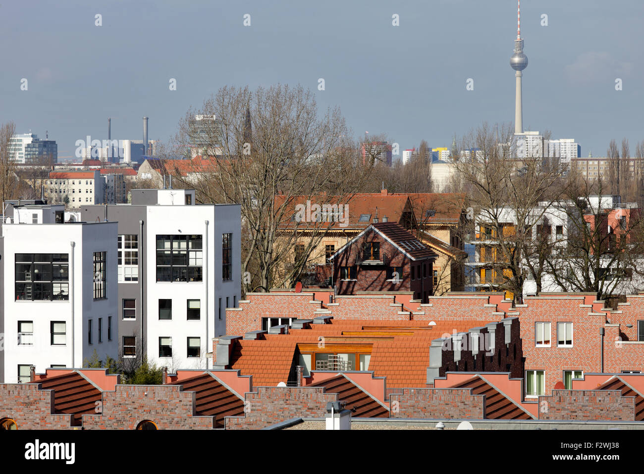 04.03.2015, Berlin, Berlin, Germany - Houses in a residential estate in ...