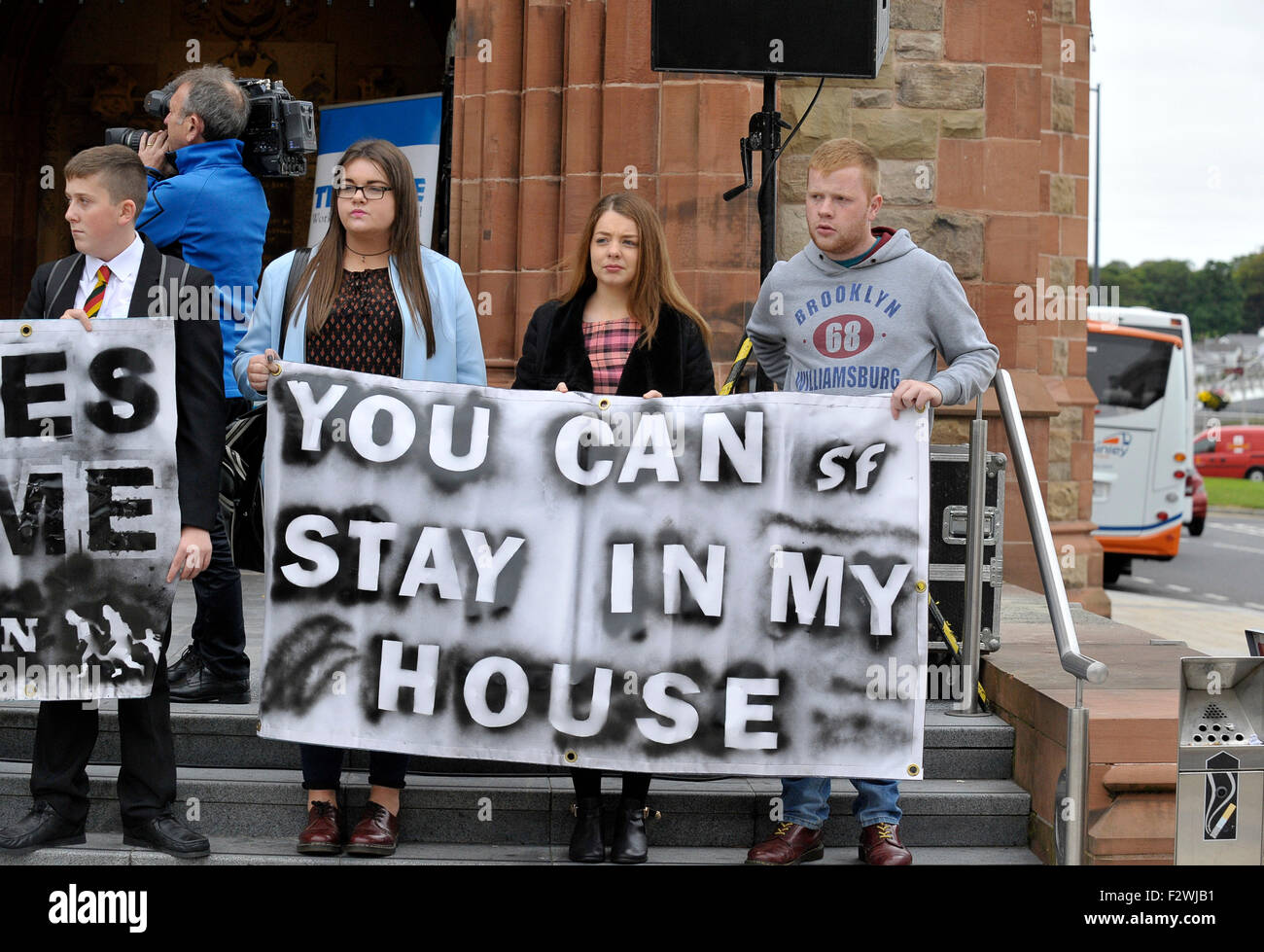 Rally in Londonderry, Northern Ireland, in support of the refugee humanitarian crisis. Stock Photo