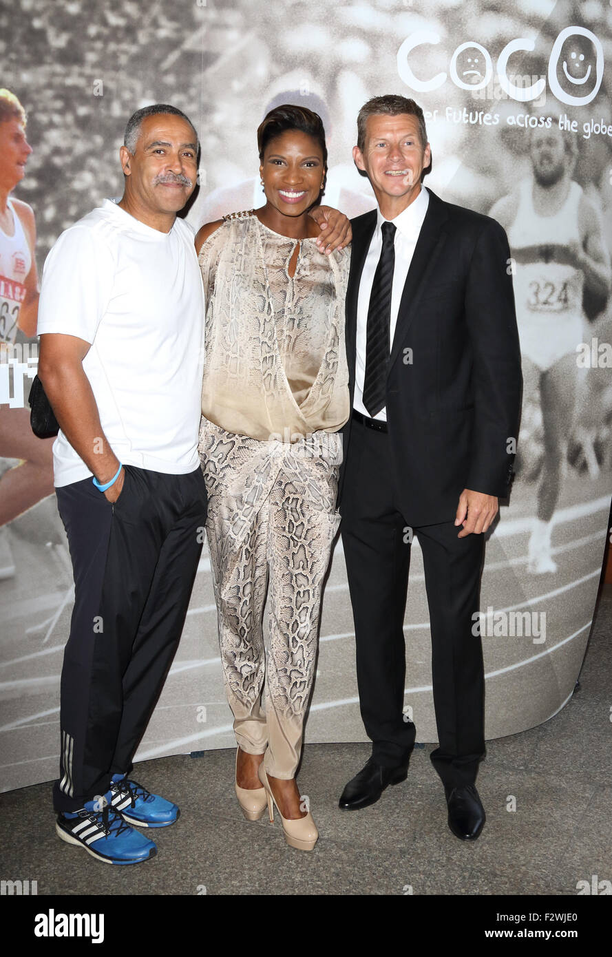 'An Audience With Daley' event in aid of the charity Coco held at the Royal Garden Hotel  Featuring: Daley Thompson, Denise Lewis, Steve Cram Where: London, United Kingdom When: 23 Jul 2015 Stock Photo