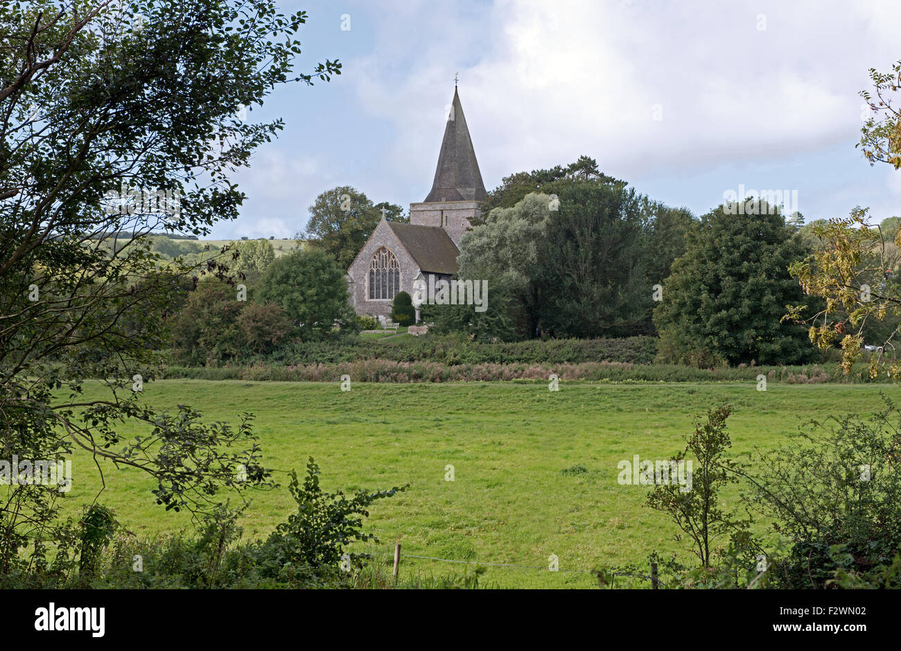 St Andrew's Parish Church in the picturesque village of Alfriston in the South Downs National Park, East Sussex. Uk Stock Photo