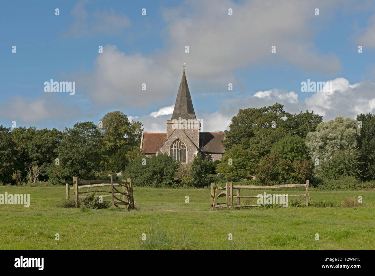 St Andrew's Parish Church in the picturesque village of Alfriston in the South Downs National Park, East Sussex.Uk Stock Photo