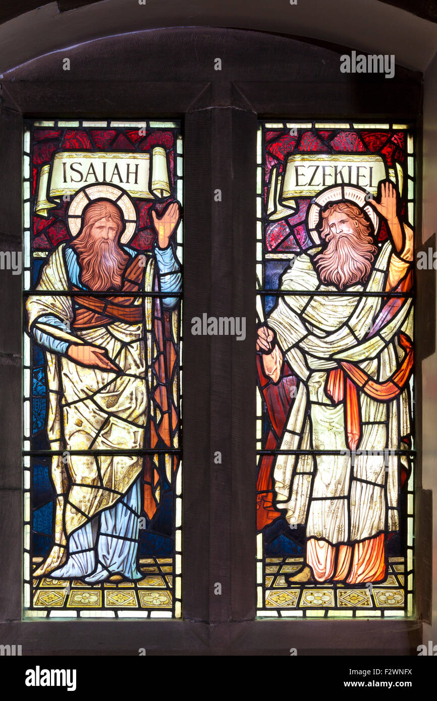 Stained glass window by Sir Edward Burne-Jones and made by the William Morris studio in St Martins church, Brampton, Cumbria UK Stock Photo