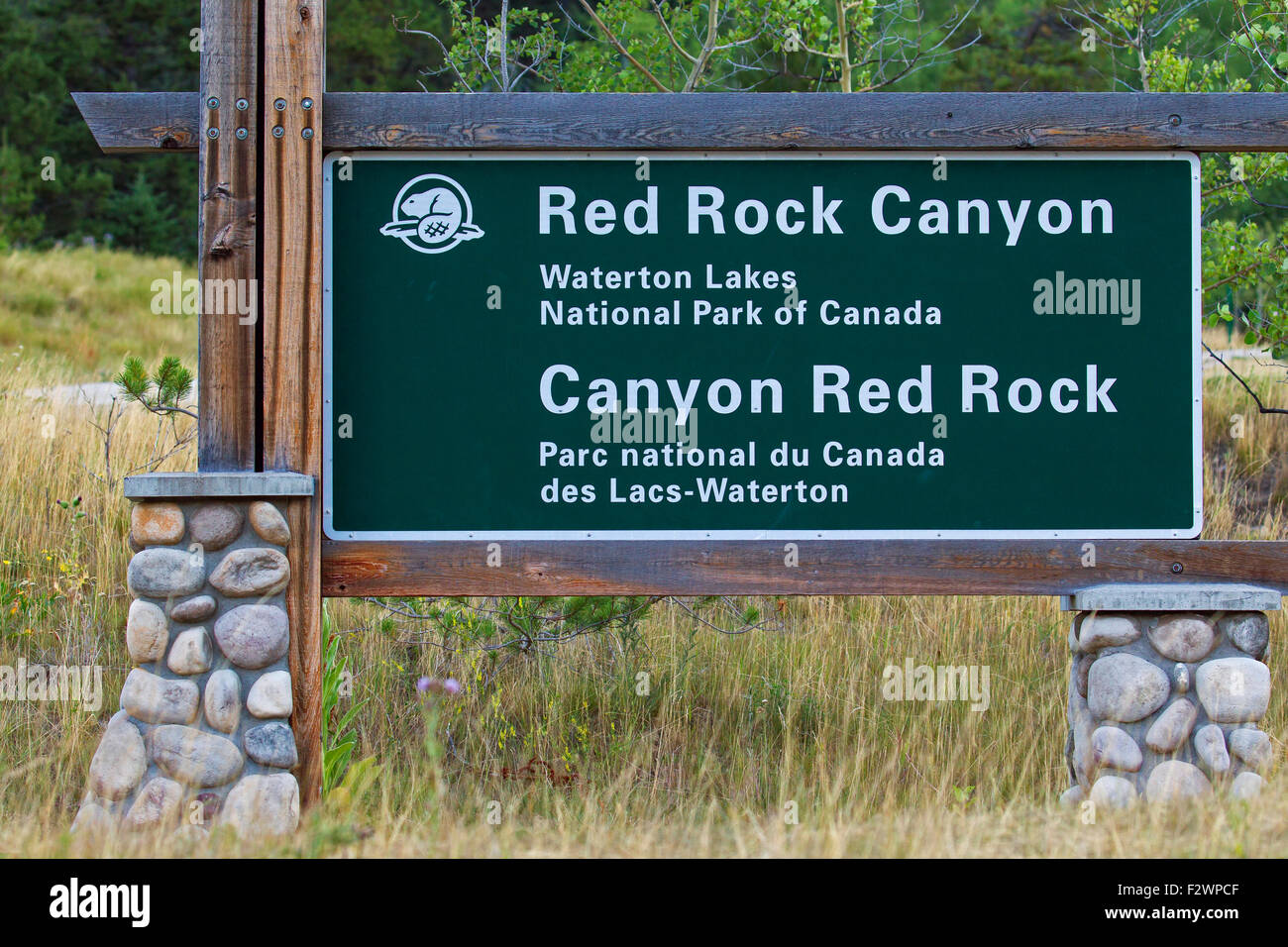 Welcome Sign To Red Rock Canyon Waterton Lakes National Park Alberta